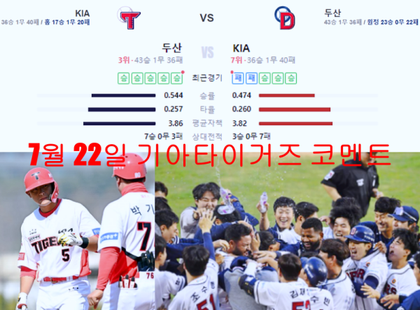 7월 22일 기아타이거즈 코멘트
