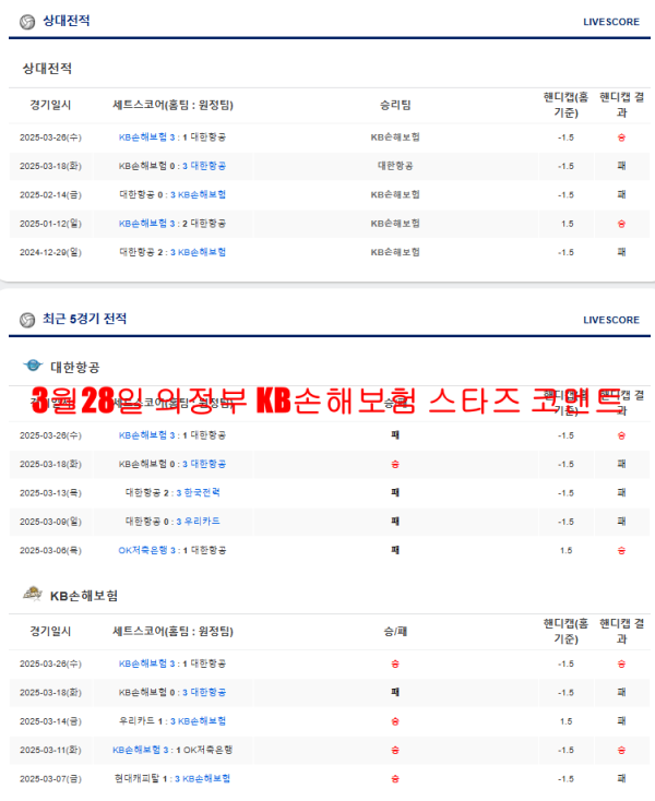 3월28일 의정부 KB손해보험 스타즈 코멘트