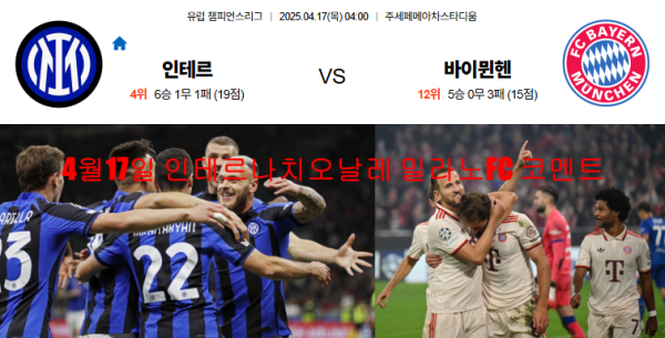 4월17일 인테르나치오날레 밀라노FC 코멘트