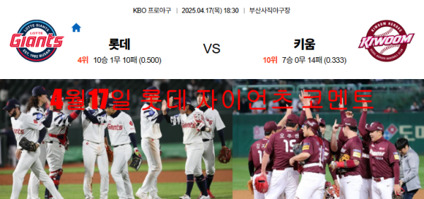 4월17일 롯데 자이언츠 코멘트